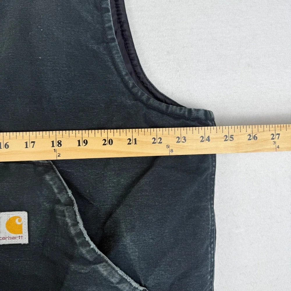 Carhartt Mens Arctic Quilt Lined Duck Vest Faded Black Workwear XL V01 BLK - Picture 6 of 8